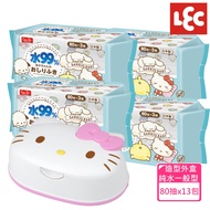日本 LEC - Hello Kitty凱蒂貓純水濕紙巾箱購組(造型外盒+80抽x13包)