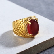 100% Pure Titanium Ruby Emerald Ring Men Fashion Jewelry Accessories CZ Diamond Punk Finger Rings