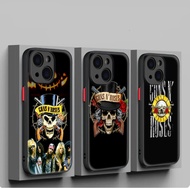 for iPhone 12 13 Plus 14 15 Pro Max dull polish Protective lens soft Case K274 Guns n roses