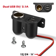 Car Lighter Socket Universal Car Charger Under-Dash Mount Charging Adapter Dual USB Charger Power Socket 3.1A 12V 24V