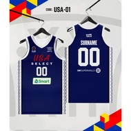 PREMIUM BASKETBALL JERSEY PERSONALIZED (USA SELECT-BLUE & WHITE )