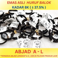 8K Gold Ceramic Ring with Letters A - L Complete Initials and Names - Bagong Gold Indonesia