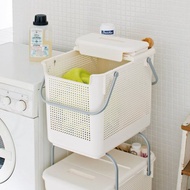 日本like-it 日製多功能可層疊手提洗衣籃(附蓋)