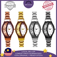 [🔥TRENDING WATCH🔥] Luxury Flow Rhinestone Ellipse Strap Small Dial Quartz Women Ladies Watch Jam Tan