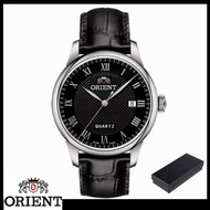 ORIENT-fashion men's classic leather strap quartz watch with calendar, with box