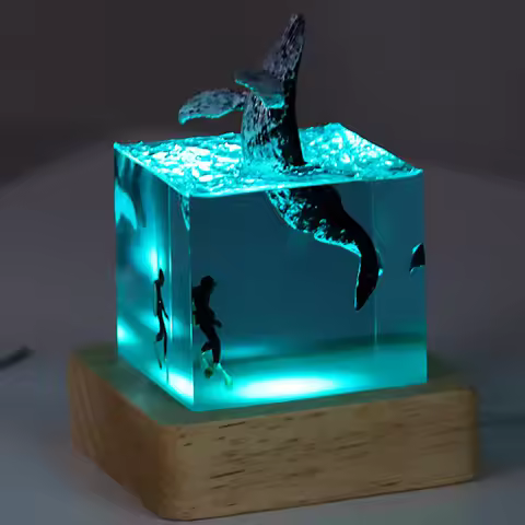 Whale Diver Ocean Decoration with Light Decorative Marine Whale Decor Beluga Killer Whale Megalodon 
