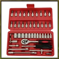 46pcs 1/4 Inch Drive Socket Set Motor Ratchet Wrench Set  Tool Kit Bit Socket Wrench Set Metric  Too