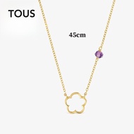 TOUS 9 Kt Gold Flower Necklace With Amethyst Silhouette Design, Classic, Suitable For Women Birthday