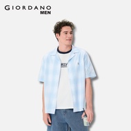 Giordano Men Classic Embroidery Oxford Short Sleeves Lion Shirt