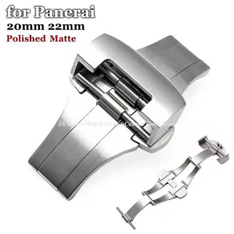 20mm 22mm Stainless Buckle for Panerai Solid Metal Folding Clasp Deployment Button Silver Black Poli