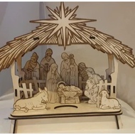 [Installed] Wooden Christmas grotto model - 3D Christmas Décor, size 25×22×14 cm, 3mm plywood - Chri