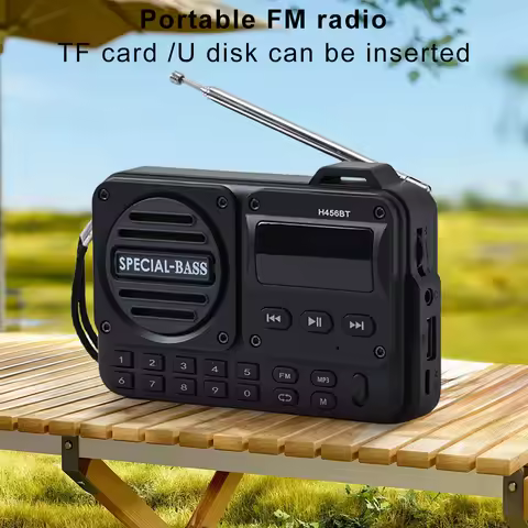 Portable FM Radio Rechargeable Digital Radio Recorder with LED Display BT 5.4 Radio Speaker for Home