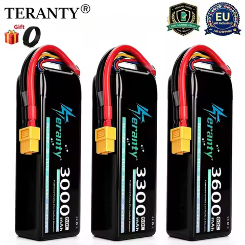 2pcs TERANTY 4S Lipo FPV Drone Battery 14.8V 3000/3300/3600mAh 60C with T XT60 for RC Car RC Helicop