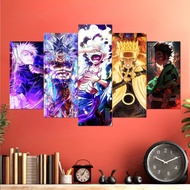 Tranh tráng gương One Piece ghép 5 tấm fomex không thấm nước. Tranh trang trí phòng khách phòng ngủ.