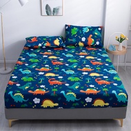 FACAI1221Pc Waterproof Mattress Cover With Elastic Cartoon Style Dinosaur Print Single Size Bed Sheet for Double Beds Queen King Size Fitted Sheet