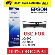 Epson GENUINE Original LQ-590 / LQ 590 / LQ590 Ribbon Cartridge S015589 / S015337 17.0 METERS/55.7 F