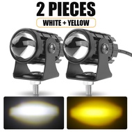ZCAUTO 1 / 2 pcs Lampu Tembakan Laser LED D2 Mini 2 Warna Putih Kuning Tinggi Rendah Tahan Air
