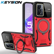 KEYSION เคสกันกระแทกสำหรับ OPPO A77 5G A57 4G ขาตั้งโทรศัพท์ A77S ตัวปกป้องกล้องถ่ายรูปโทรศัพท์เคสสำ