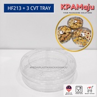 [24 Sets/carton] HF213T + 3 Cavity Tray - Bekas Kuih Raya / Cookies Round Container with 3 Compartme