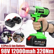 110V-240V Cordless Impact Wrench Machine Set Electric Drill Hammer Tool Battery W/ LED Light