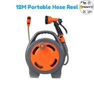 Gardening Hose 12m Portable Reel PVC Spray Jet Nozzle Water Car Wash Getah Paip Gulung Boleh Tarik