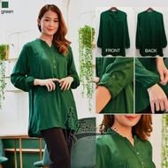 KATUN HIJAU Bottle Green Rayon Blouse - Dark Green Blouse - Rayon Cotton - Fathin Basic Women Blouse