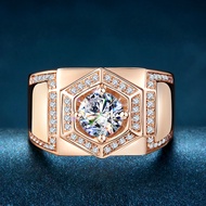 Lzgood ชุดตัด Moissanite เพชร1กะรัตกลมทันสมัยแหวนผู้ชายเพชร100% 925เงินสเตอร์ลิงสุดหรูทองคำสีกุหลาบง