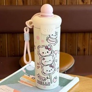 粉色Kitty猫-600ml-大容量保溫杯女生高顏值水杯便攜316內底不鏽鋼杯子ins學生咖啡杯;粉色Kitty貓-600ml