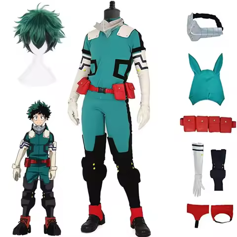 Anime Figures My Hero Academia Izuku Midoriya Cosplay Costume Deku Battle Cosplay Wig Halloween Cost