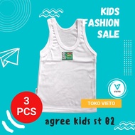 PUTIH T-shirts In Children Agree ST 02 Contents 3pcs Singlet Agre Kids Underwear White Color T-Shirt
