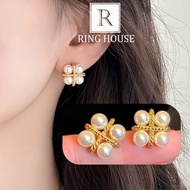 E477 women's classic diamond-shaped pearl earrings