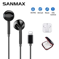 SANMAX หูฟัง E003 อินเตอร์เ ฟซสายฟ้า ไมโครโฟนในตัว เสียงสนทนาชัดเจน เหมาะกับทุกยี่ห้อ สำหรับ i7 7Plu