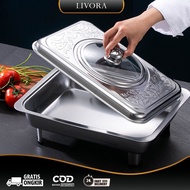 Stainless Steel Buffet Food Container with Glass Lid Buffet Box with Glass Lid Buffet Food Container