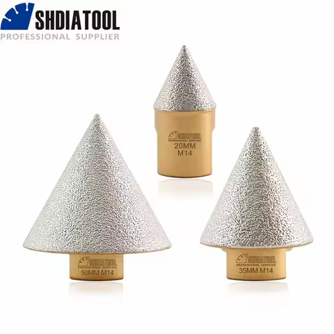 SHDIATOOL 20/35/50mm M14 Vacuum Brazed Diamond Chamfer Milling Bit Tile Stone Ceramic Cutter Marble 