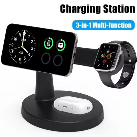 3 In 1 Magnetic Wireless Charger Stand For Magsafe iPhone 16 15 14 13 Pro Max Apple Watch 9 8 AirPod