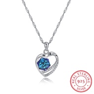 LEKANI Crystals Real S925 Silver Fine Jewelry New Design Heart Pendant Necklaces For Women Wedding Party Gifts
