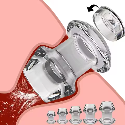 Hollow Anal Plug Peeking Butt Plug Silicone Clear Enema Soft Speculum With Stopper Transparent Ass D