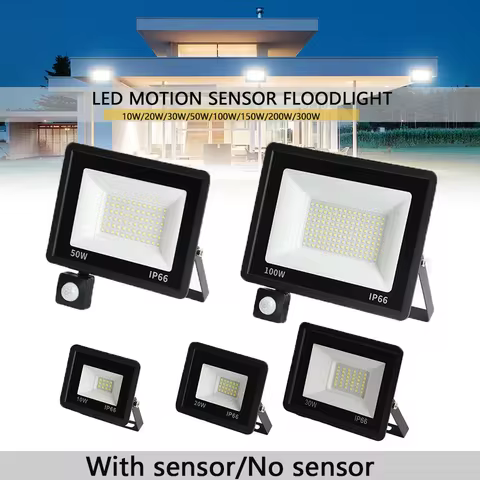 LED PIR Motion Sensor Floodlight Outdoor Wall Light 100W 50W 30W 20W 10W IP66 Waterproof LED Reflect
