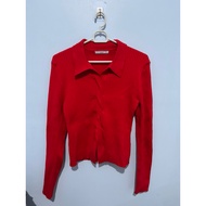 Preloved Ecinos Marketing Twisted Knit Top Red Women - Women's Long Sleeve Blouse
