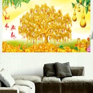 Stone painting of glory and wealth (golden money tree) DF817 - size: 132 * 54cm. (UNWORKED PAINTING)