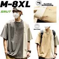 SRUT【COD M~8XL】Summer Oversized Streetwear T Shirts Men Fashion Casual Embroidered Baju Lelaki