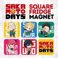 Sakamoto Days Ref Square Magnet Button 50mm Anime Chibi Personalized Photo Square Fridge Magnets Ref