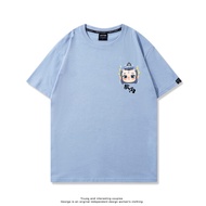 Leeucuso Collaborative Short Sleeve Pure Cotton Loose Fit T-Shirt for Couples Based on Cartoon Anime