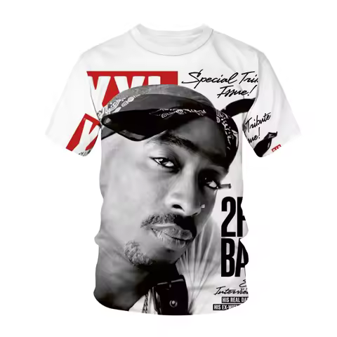Rapper Tupac 2pac 3D Print Summer Fashion Men's T-shirt Clothing Casual Short Sleeve T-shirt for Coo