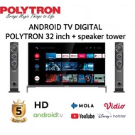 Android Tv Digital + Speaker Tower 32 Inch Polytron Smart Tv