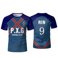 P.X.G Blue Lock Japanese Anime Jersey Football Uniform No.9 Rin Shidou Cosplay T Shirts Men'S And Wo