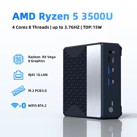 ZXIPC Mini PC AMD Ryzen 5 3500U 16GB DDR4 500GB SSD NVME Wifi5 BT4.2 Windows 11 Triple Display Deskt