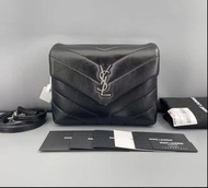 (YSL) Saint Laurent Loulou Toy Leather Shoulder Bag, Black and Silver Hardware