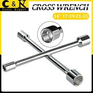 Cross Wrench 14" (17-19-21-23mm) Tire Wrench Cr-V Tire Wrench Socket Car Auto Repairing Tool