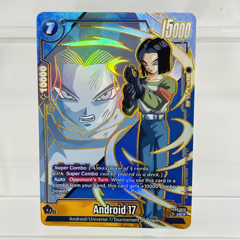 Dragon Ball Android 17 FB09-029 English DIY Card with Gold Foil & Holographic Texture,Premium Anime 